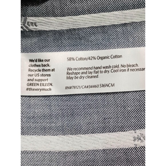 Eileen Fisher Gray Striped Organic Cotton Lagan Look Shift dress Small Petite - Picture 5 of 10